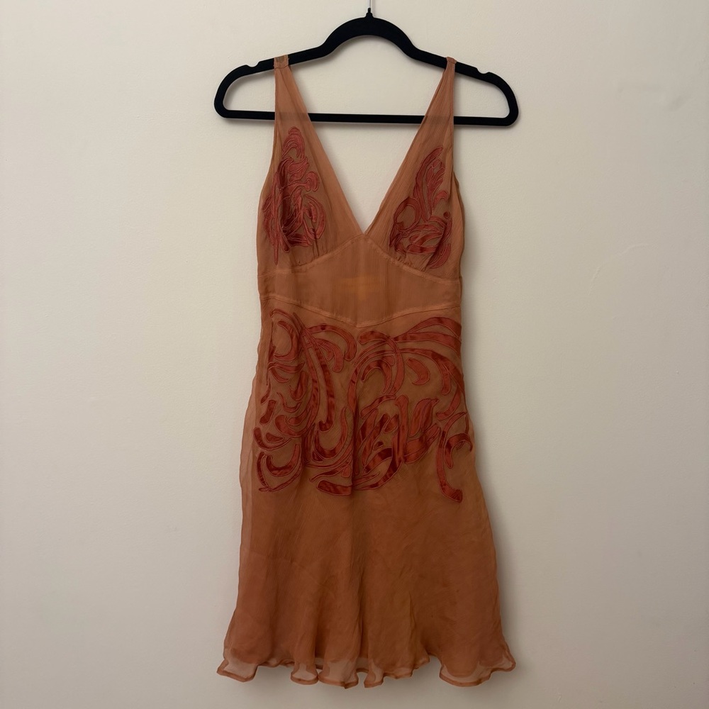 y2k fairycore catherine malandrino 100% silk primrose pink mini dress